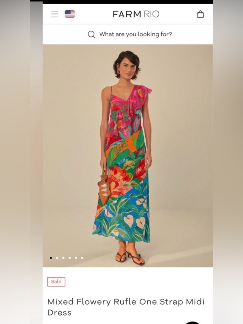Mixed Flowery One Strap Midi, Farm Rio Dress, M.